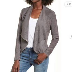 Draped Front Jacket Faux/Vegan Suede Asymmetrical Zip Liquid Feel Versatile